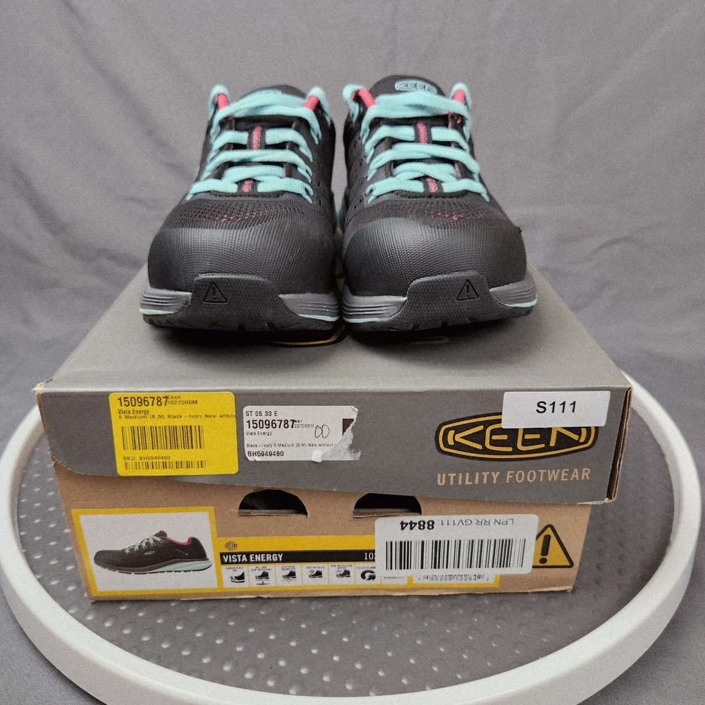 KEEN Utility Vista Energy Carbon Fiber Toe Work Shoes Black Blue Womens 6M
